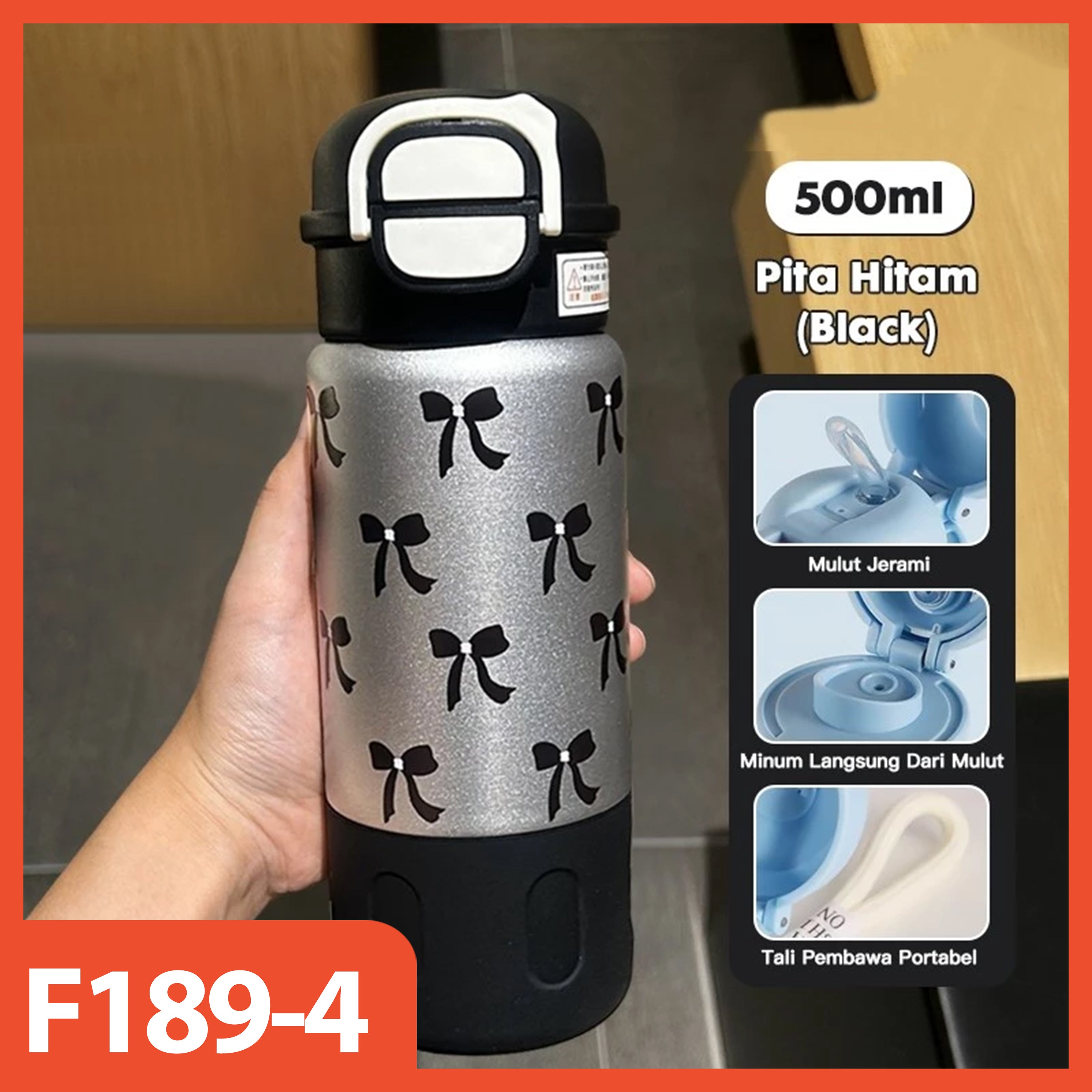 HOPTECH - 500ml Stainless Steel Tumbler Vacuum Thermos Drinking Bottle with Straw, Heat &amp; Cold Resistant
