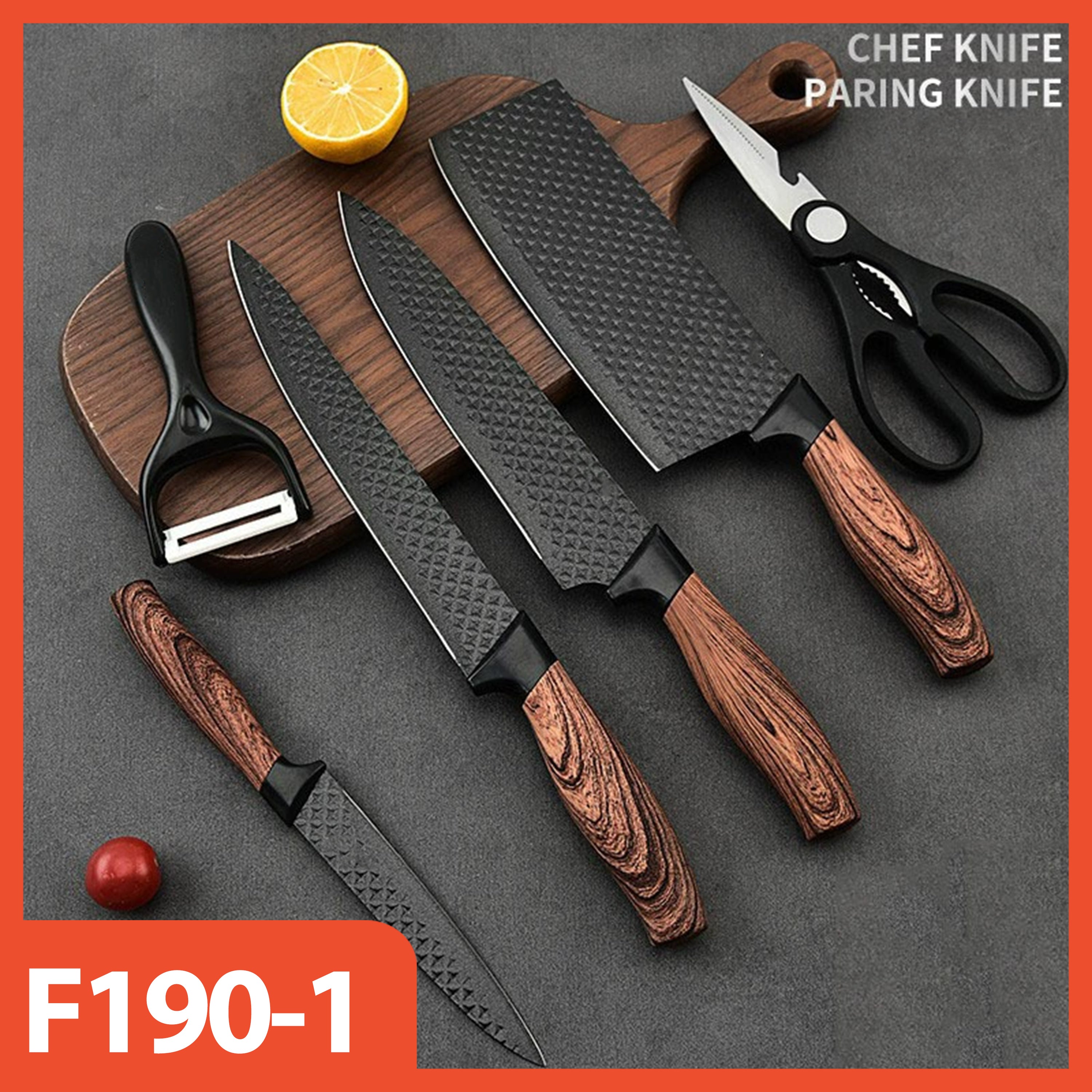 HOPTECH - Kitchen Knife Set 6 in 1 High Quality Stainless Steel Multifunction Chef's Knife Kitchen Tools