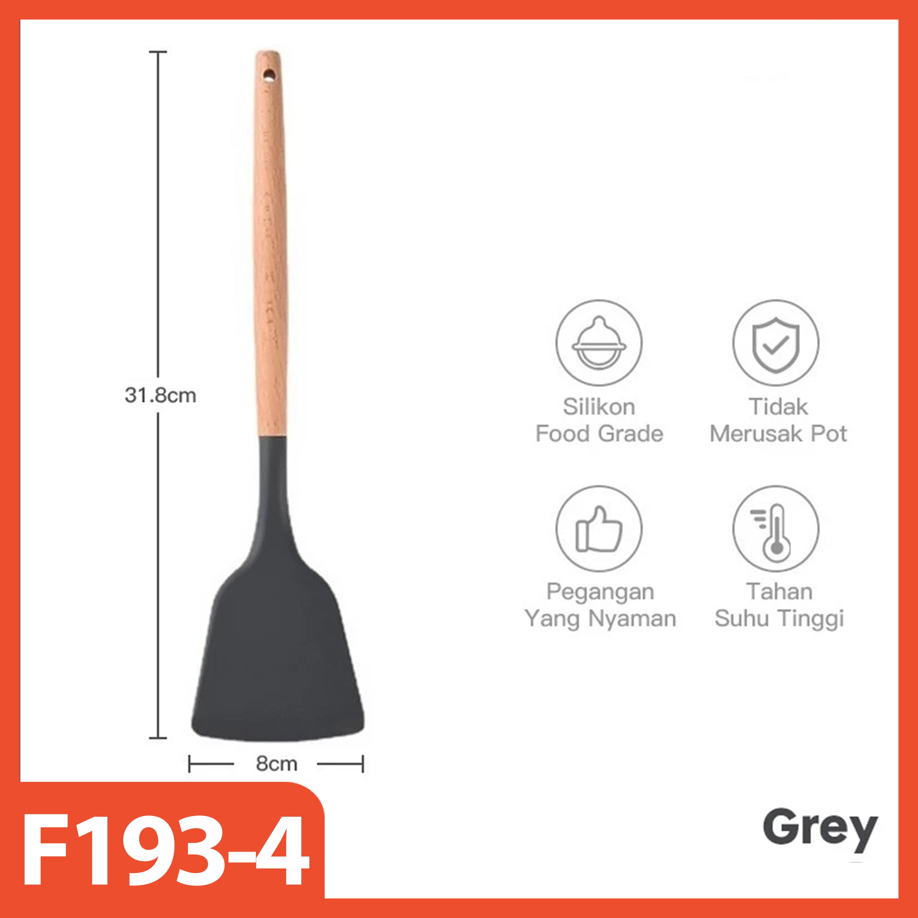 HOPTECH - Silicone Spatula Utensil with Wooden Handle, Multi-Colored Sodet, Heat Resistant, Non-Stick Kitchen Set
