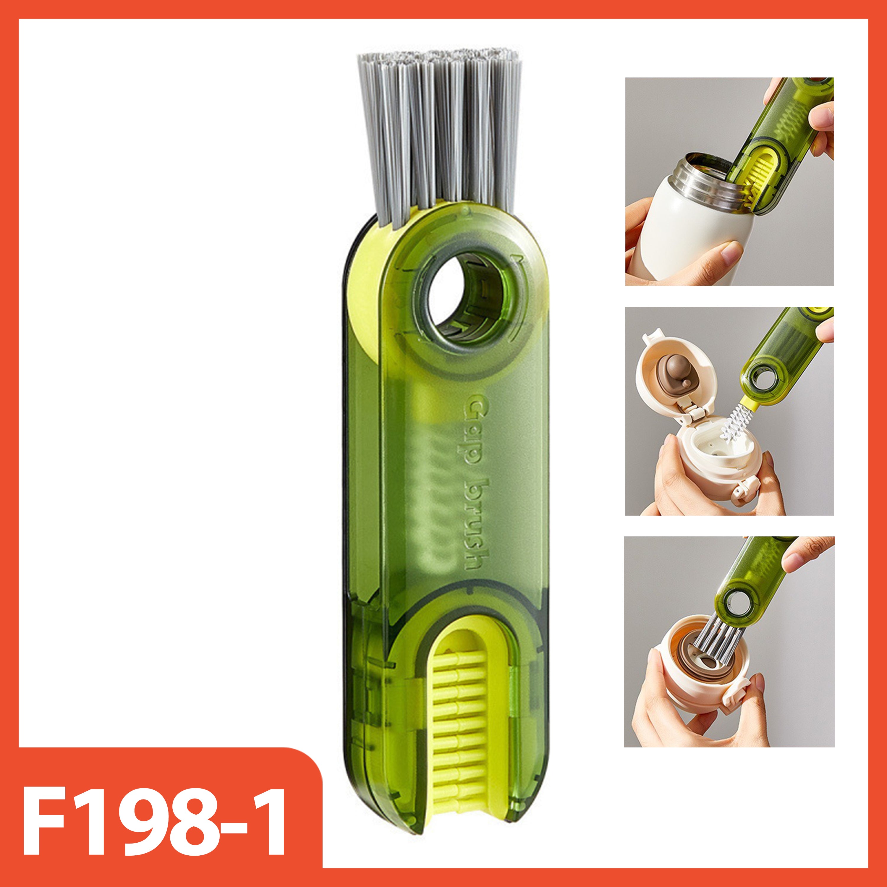 HOPTEC - 3-in-1 Silicone Cup Brush | Baby Milk Bottle Brush | 3-in-1 Multifunction Brush | Cup Corner Cleaning Brush