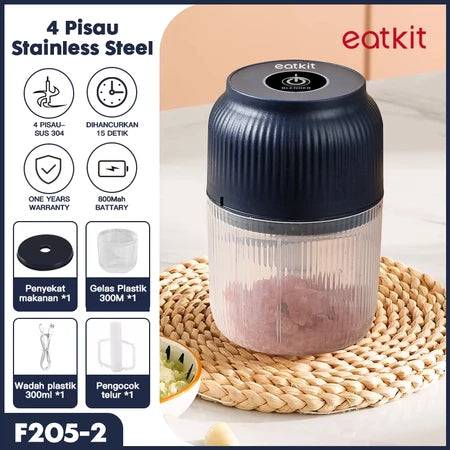 [READY] HOPTECH Mini Chopper Electric Blender Portable 4 Blades 300ml Multifunctional Kitchen Onion Grinder