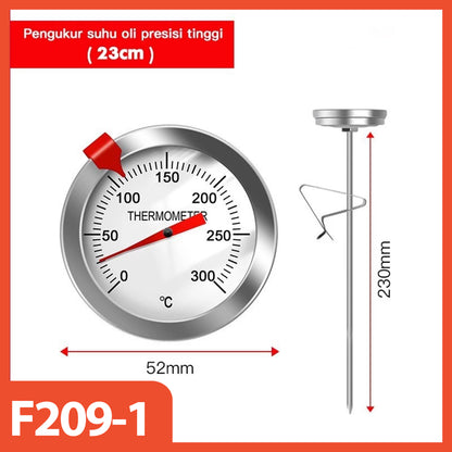HOPTECH - Termometer Penggorengan Stainless Steel 0-300°C – Termometer Minyak Goreng, Masak, dan BBQ