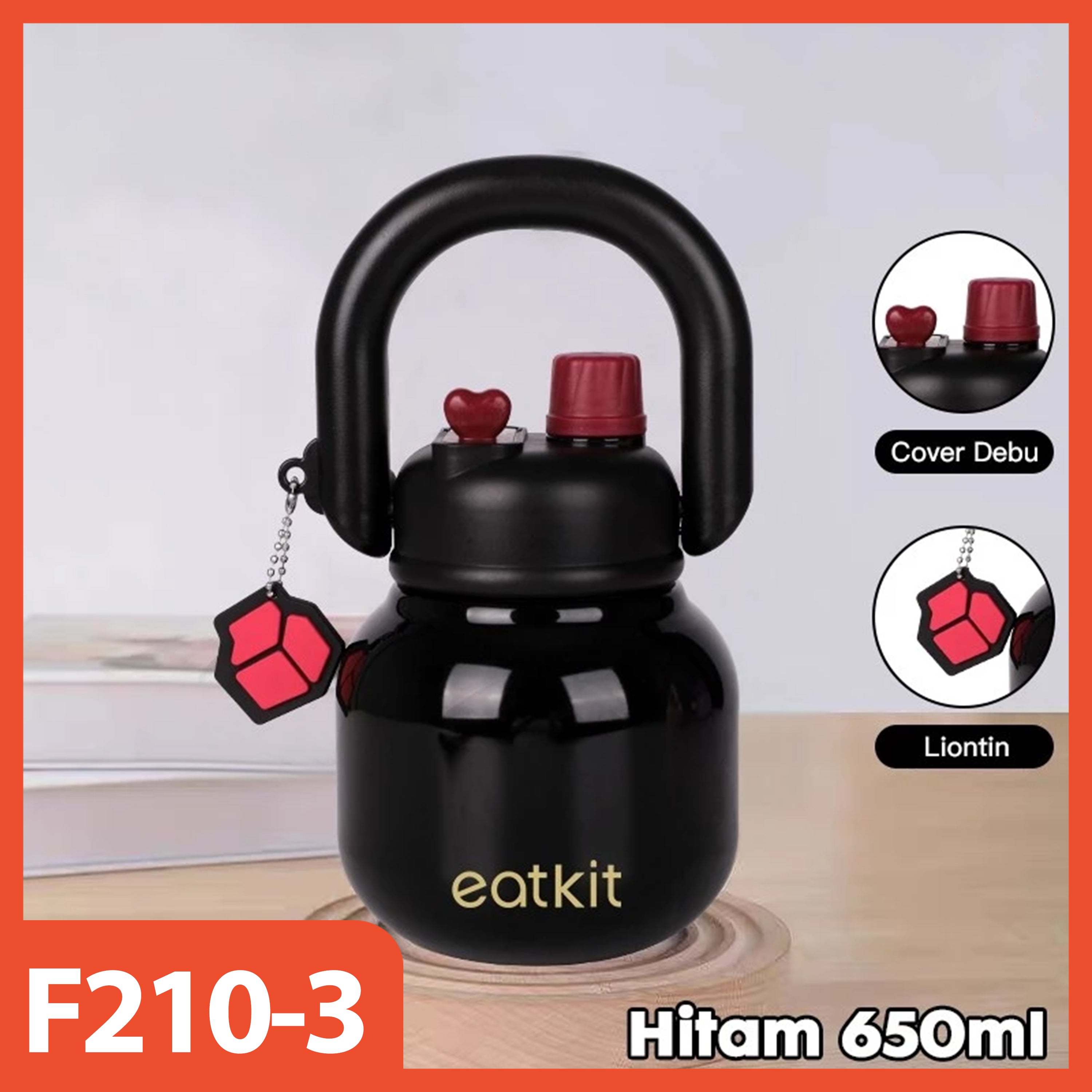 HOPTECH - Vacuum Thermos Stainless Steel 650ml Botol Minum Tahan Panas Tumbler Handle Linlin Tritan