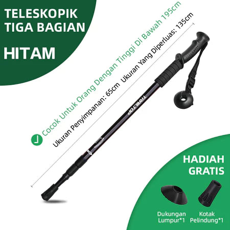 [READY] HOPTECH Trekking Pole Adjustable 65–135cm Folding Mountain Stick for Outdoor Hiking Lightweight