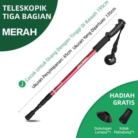 [READY] HOPTECH Trekking Pole Adjustable 65–135cm Folding Mountain Stick for Outdoor Hiking Lightweight