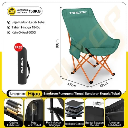 [READY] HOPTECH Folding Beach Chair Footrest Outdoor Portable Relaxing Chair for Picnic &amp; Camping