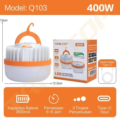 [READY] HOPTECH Lampu Emergency LED Camping Type-C Charger Tahan Lama 6-8 Jam, Super Terang
