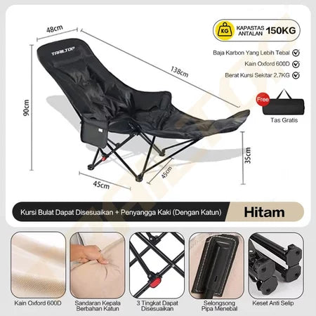 [READY] HOPTECH Folding Beach Chair Footrest Outdoor Portable Relaxing Chair for Picnic &amp; Camping