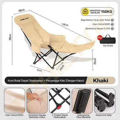 [READY] HOPTECH Folding Beach Chair Footrest Outdoor Portable Relaxing Chair for Picnic &amp; Camping