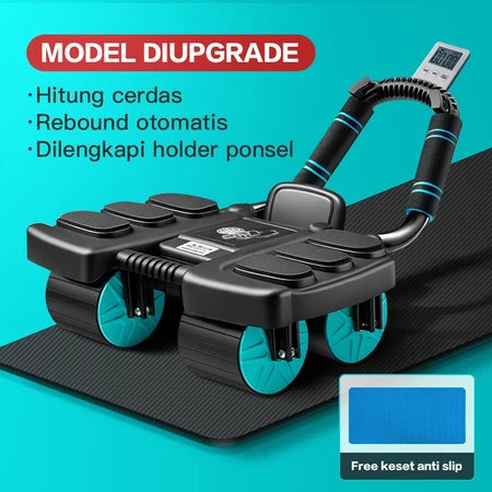 HOPTECH Ab Wheel Roller Smart Count Ab Roller 4 Wheel Home Exercise Equipment 3in1