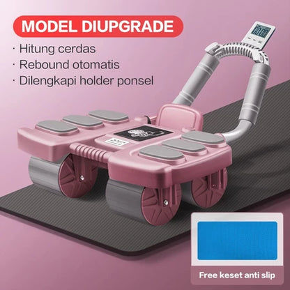 HOPTECH Ab Wheel Roller Smart Count Ab Roller 4 Wheel Home Exercise Equipment 3in1