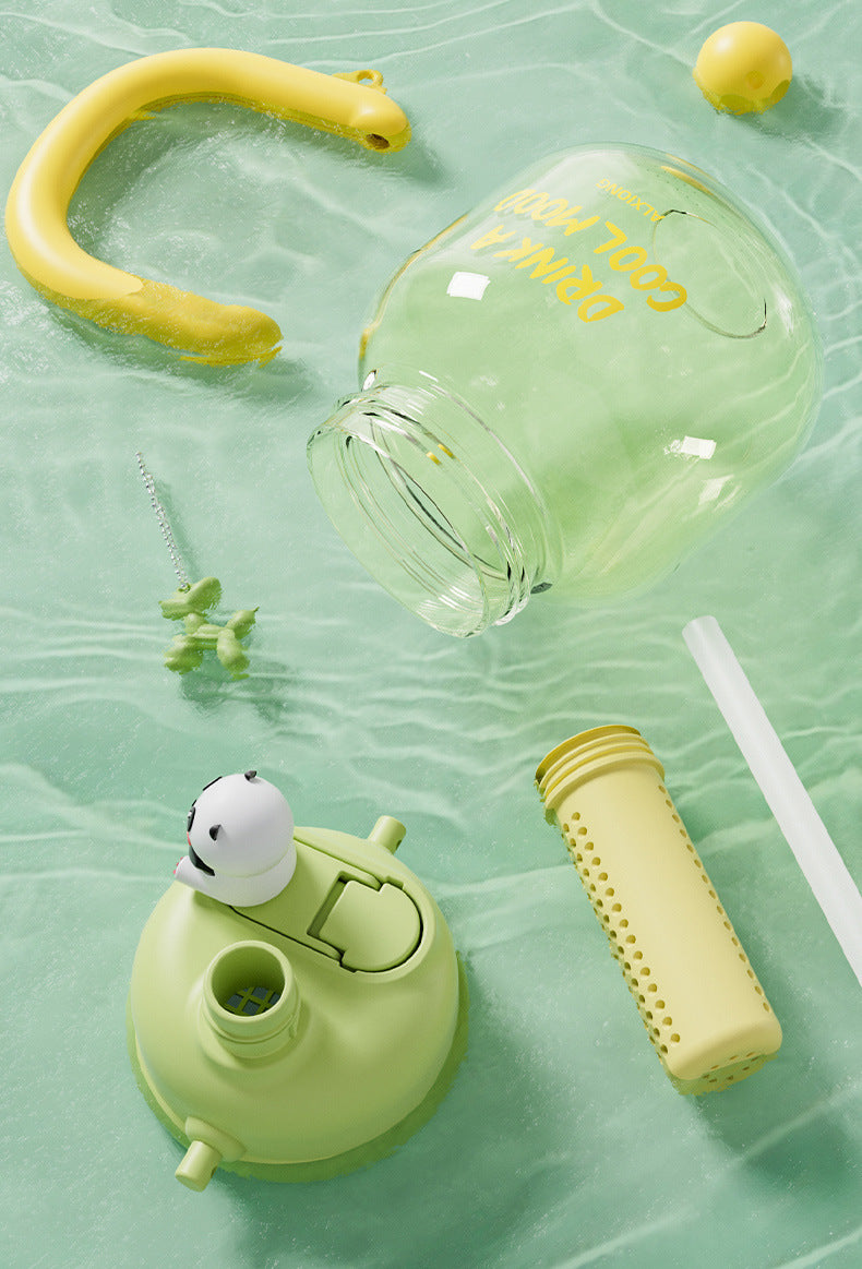 HOPTECH - Cute Character Transparent Drinking Bottle 800ml Snager Tumbler Infused Handle Linlin Tritan