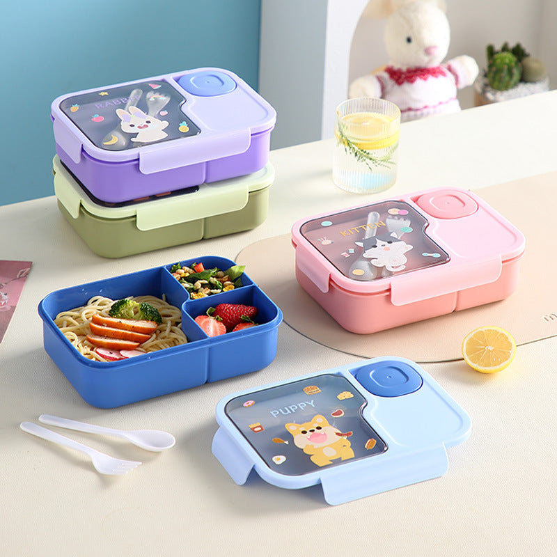 HOPTECH - 1450ml Kids Lunch Box | Microwaveable Lunch Box with 3-Section Sauce Container | BPA Free
