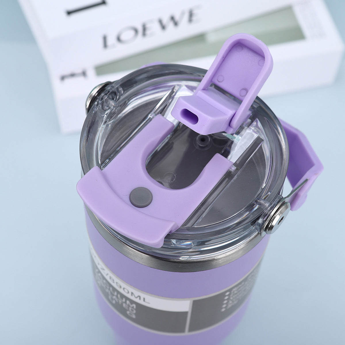 890ml Stainless Steel Drinking Tumbler - Handle 2in1 Vacuum Insulated Portable Thermos Heat Resistant