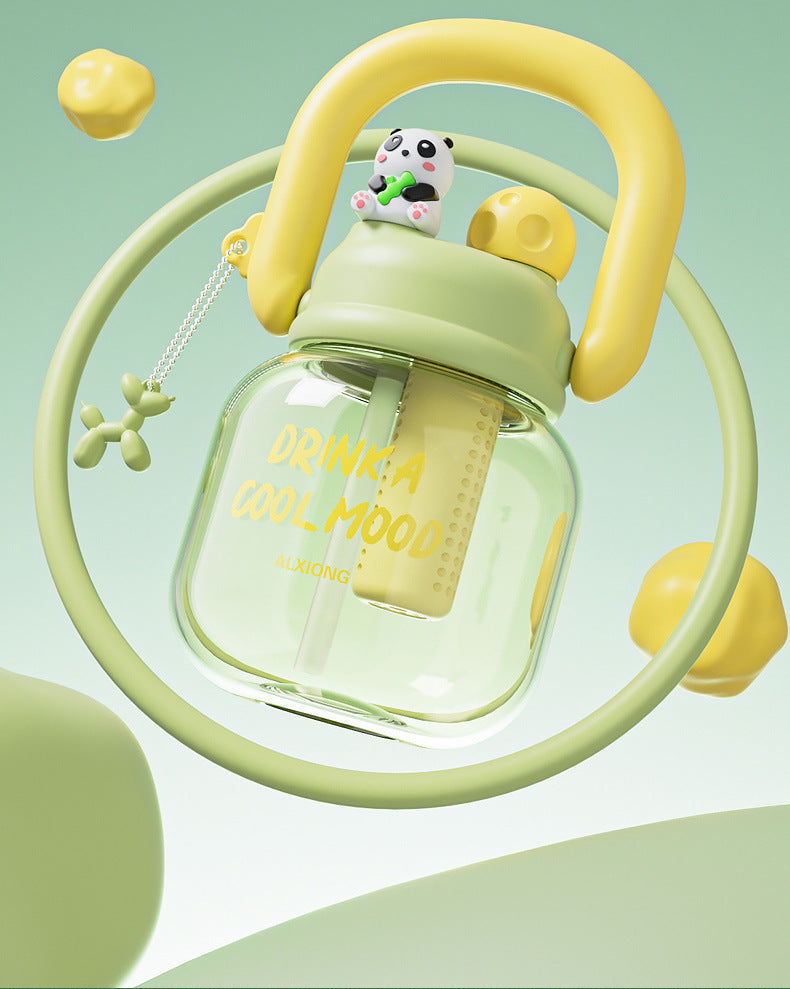 HOPTECH - Cute Character Transparent Drinking Bottle 800ml Snager Tumbler Infused Handle Linlin Tritan