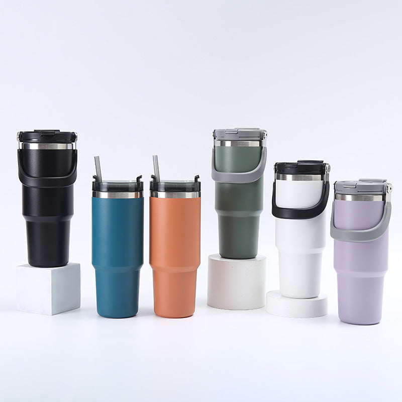 HOPTECH - ORIGINAL 2in1 Tumbler Handle / Portable Drinking Bottle Tea Coffee Fitness Stainless Steel Vacuum Insulated Thermos / Tea Coffee Car Cup