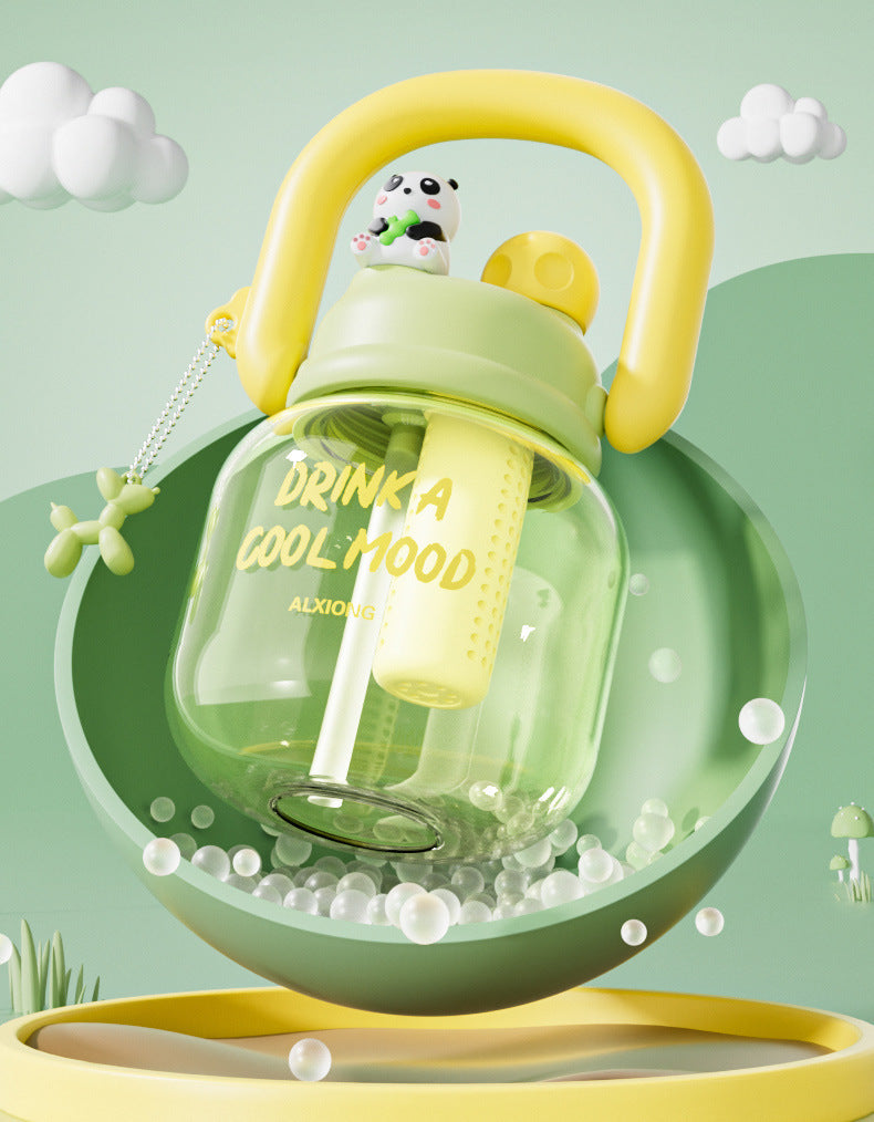 HOPTECH - Cute Character Transparent Drinking Bottle 800ml Snager Tumbler Infused Handle Linlin Tritan