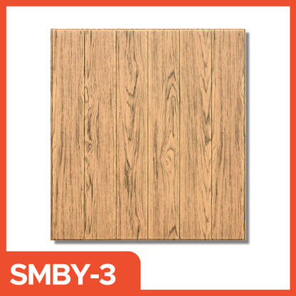 Wallpaper Dinding 3D Foam Motif Kayu ukuran 70x70 CM Self Adhesive 3D Timbul kertas stiker