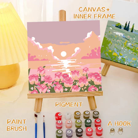 HOPTECH-Paint By Number 20x20cm Canvas Painting DIY Digital Painting Kit With Complete Painting Tools 1 Package