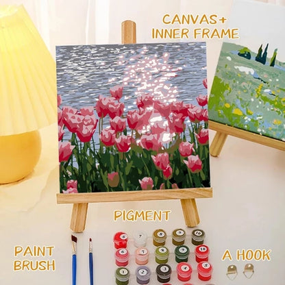 HOPTECH-Paint By Number 20x20cm Canvas Painting DIY Digital Painting Kit With Complete Painting Tools 1 Package