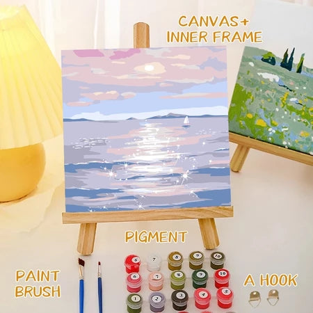 HOPTECH-Paint By Number 20x20cm Canvas Painting DIY Digital Painting Kit With Complete Painting Tools 1 Package