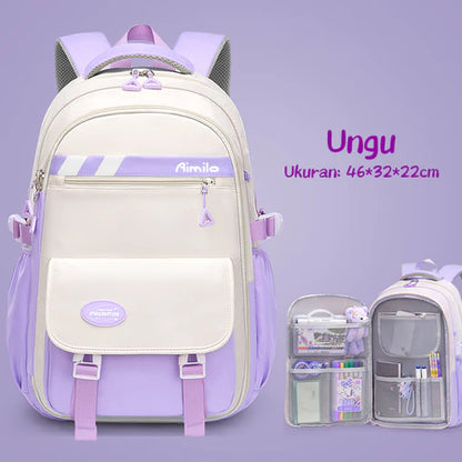 HOPTECH-Kids Backpacks, Girls' School Bags, Waterproof Korean Style, Thick, Gifts for Children 6-15 Years Old