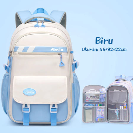 HOPTECH-Kids Backpacks, Girls' School Bags, Waterproof Korean Style, Thick, Gifts for Children 6-15 Years Old