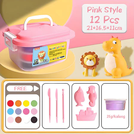 [READY] HOPTECH Clay Toy Gift Box Contains 12 Colorful Clays Educational Toys for Children Children's Gifts
