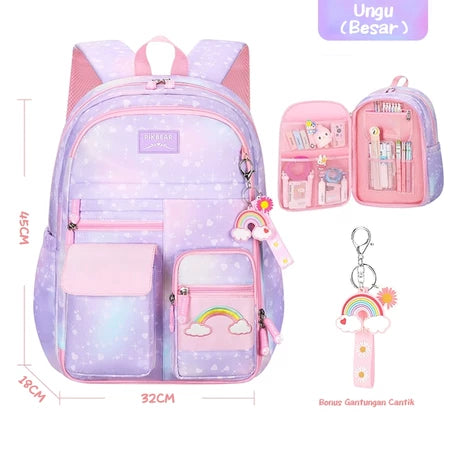 [READY] HOPTECH Girls' School Bags Elementary &amp; Middle School Children's School Bags Large Capacity Waterproof Backpacks Children's Gifts