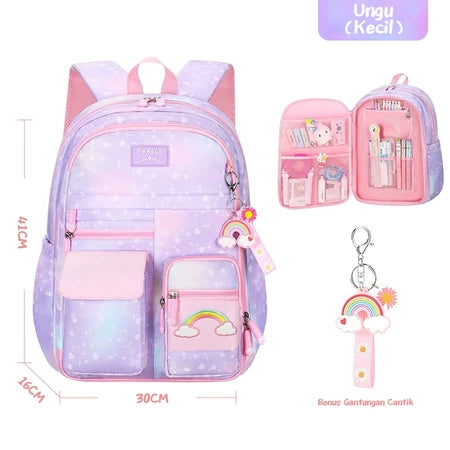 [READY] HOPTECH Girls' School Bags Elementary &amp; Middle School Children's School Bags Large Capacity Waterproof Backpacks Children's Gifts