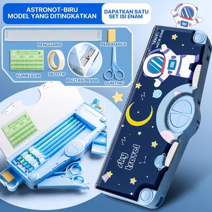 Multifunctional Pencil Case Children's Pencil Case Complete with Sharpener, Scissors, Tape, Eraser, Ruler, School Stationery