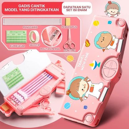 Multifunctional Pencil Case Children's Pencil Case Complete with Sharpener, Scissors, Tape, Eraser, Ruler, School Stationery