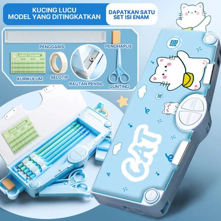 Multifunctional Pencil Case Children's Pencil Case Complete with Sharpener, Scissors, Tape, Eraser, Ruler, School Stationery