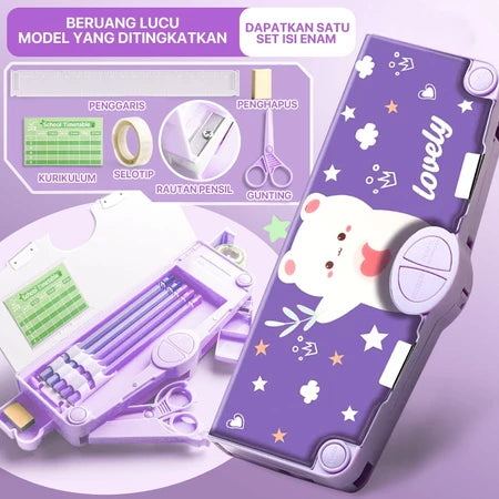 Multifunctional Pencil Case Children's Pencil Case Complete with Sharpener, Scissors, Tape, Eraser, Ruler, School Stationery