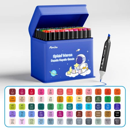 HOPTECH-Colorful Markers 1 Set Sketch Marker 2 Tip Touch Marker 48/60/80 Colors