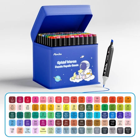 HOPTECH-Colorful Markers 1 Set Sketch Marker 2 Tip Touch Marker 48/60/80 Colors