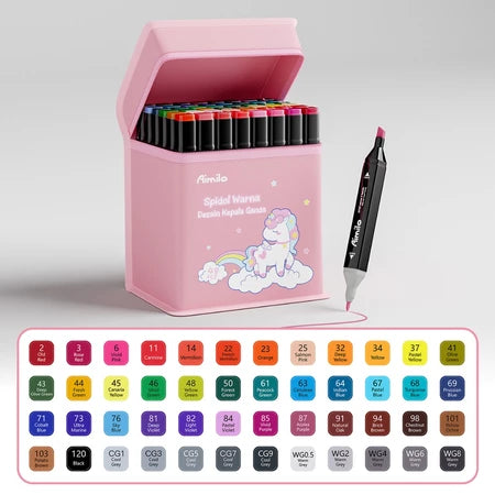 HOPTECH-Colorful Markers 1 Set Sketch Marker 2 Tip Touch Marker 48/60/80 Colors