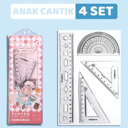 [READY] HOPTECH Cute Ruler 1 Set of 4 Premium Rulers Can Be Bend Without Breaking