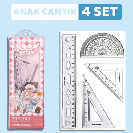 [READY] HOPTECH Cute Ruler 1 Set of 4 Premium Rulers Can Be Bend Without Breaking
