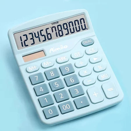 HOPTECH 12-Bit Digital Calculator Dual Energy Battery and Solar Energy Calculator Check Double Power