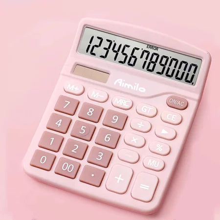 HOPTECH 12-Bit Digital Calculator Dual Energy Battery and Solar Energy Calculator Check Double Power