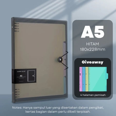HOPTECH Binder A5/B5 Transparent Aesthetic Binder Book Black and White Korean Aesthetic Notebook