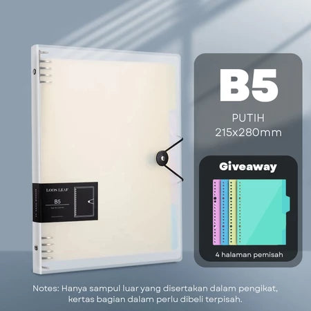 HOPTECH Binder A5/B5 Transparent Aesthetic Binder Book Black and White Korean Aesthetic Notebook