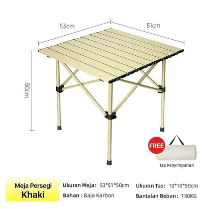 Hoptech Meja Lipat Outdoor Tebal Dan Tahan Aus Meja Camping Lipat Kuat Menahan Beban