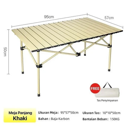 Hoptech Meja Lipat Outdoor Tebal Dan Tahan Aus Meja Camping Lipat Kuat Menahan Beban