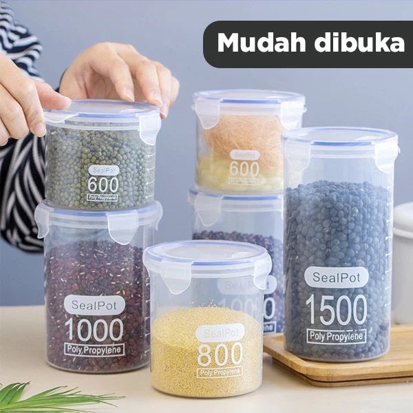 Hoptech - Toples PP Transparan | Tempat Penyimpanan Makanan Ringan & Biskuit | Food Storage Jar