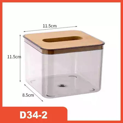 Kotak Tisu Aesthetic Transparan Kayu Modern untuk Kamar Mandi & Dapur Organizer Tisu
