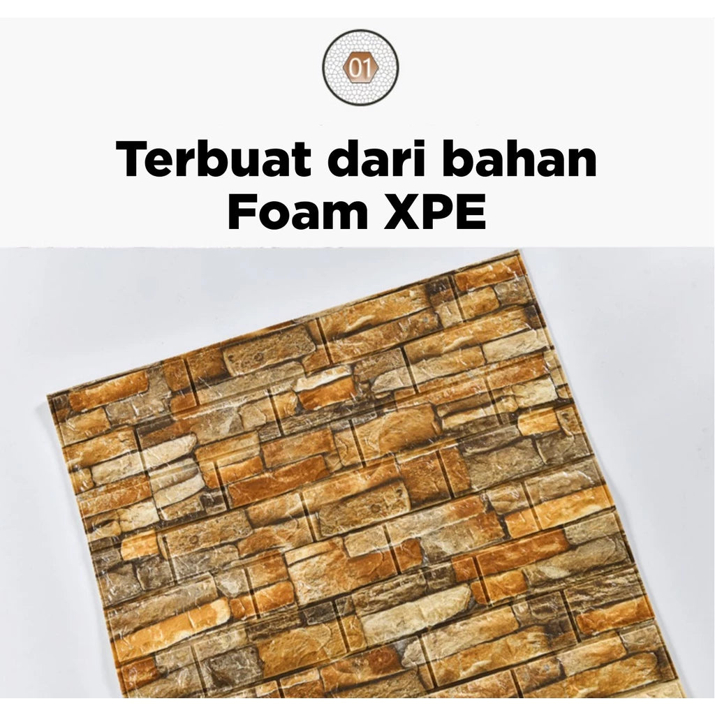 Hoptech - Wallpaper Dinding 3D bata / wallpaper 3D Foam 77x70cm teban 4.5mm High Quality
