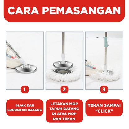 Hoptech - ALAT PEL LANTAI MOP DENGAN ROL PRAKTIS KAIN PEL PUTAR SPIN MOP 6L BUCKET ULTRA MOP