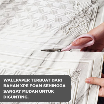 3D Wall Paper with Teak Door motif, size 70x90 cm, 5mm thick, Self Adhesive 